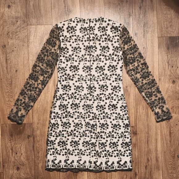 Betsey Johnson Tie Detail Flora Lace  Embroidery Dress Black And Tan Size 0 - Picture 4 of 10